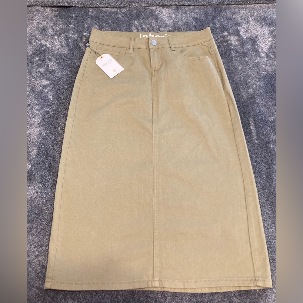 Inherit Khaki Pencil Skirt - Classic High-Rise Style